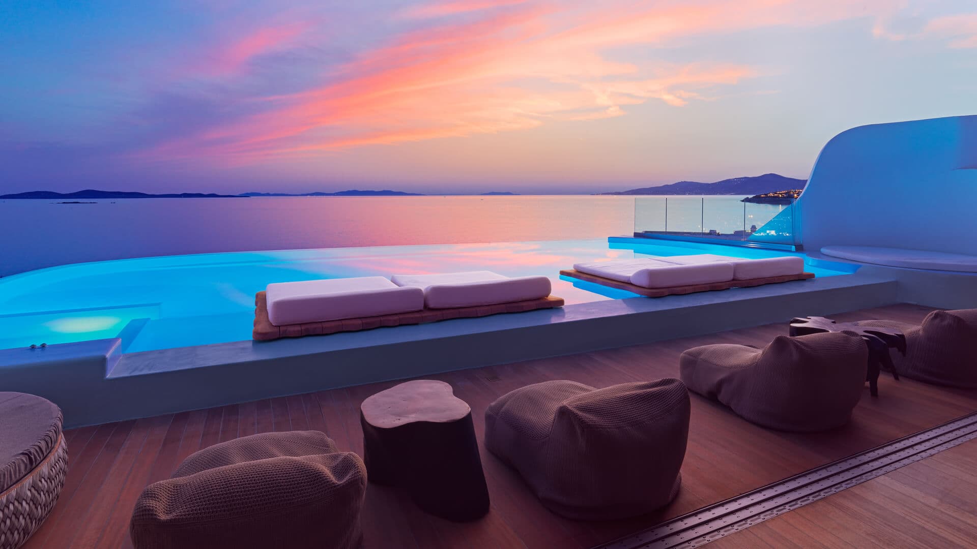 Cavo Tagoo terrace with sea view